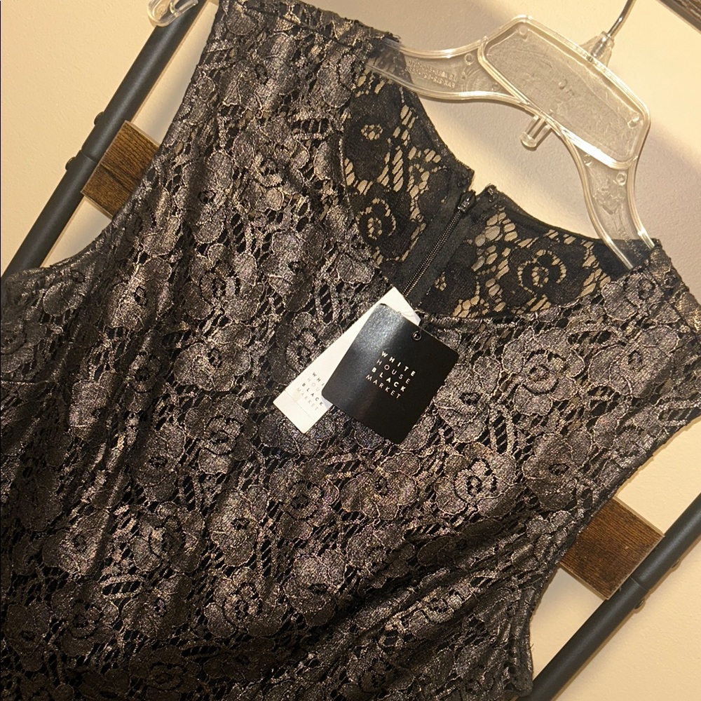 White House Black Market Foil Floral Lace Sleeveless Dress